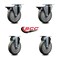 Service Caster 5'' Gray Poly Wheel Swivel Top Plate Caster Set with 2 Posi Brakes 2 Rigid, 4PK SCC-20S514-PPUB-PLB-2-R-2 - alternate 2